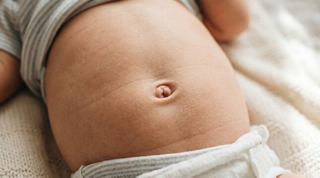 Baby demonstrating natural diaphragmatic breathing with visible belly expansion, illustrating healthy infant breathing patterns and the foundation of conscious breathwork and pranayama practices.