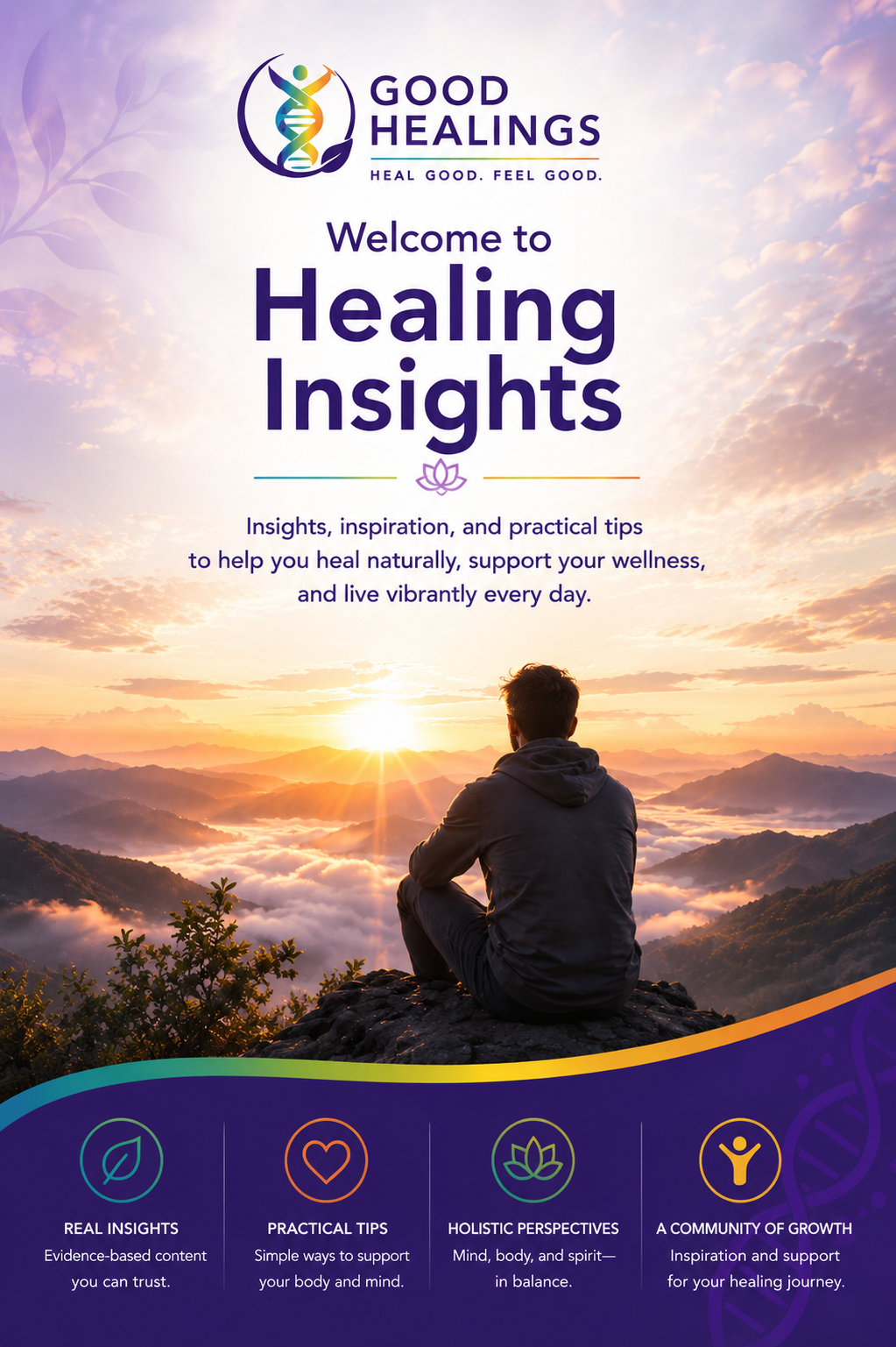 Good Healings blog with healing insights on presence, breathwork, grounding, energy practices.